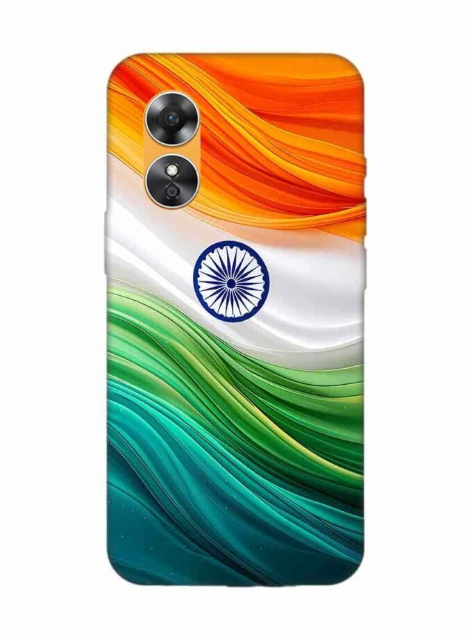 Oppo A17 Indian Flag Abstract Background Republic Day Custom Printed Back Cover Design