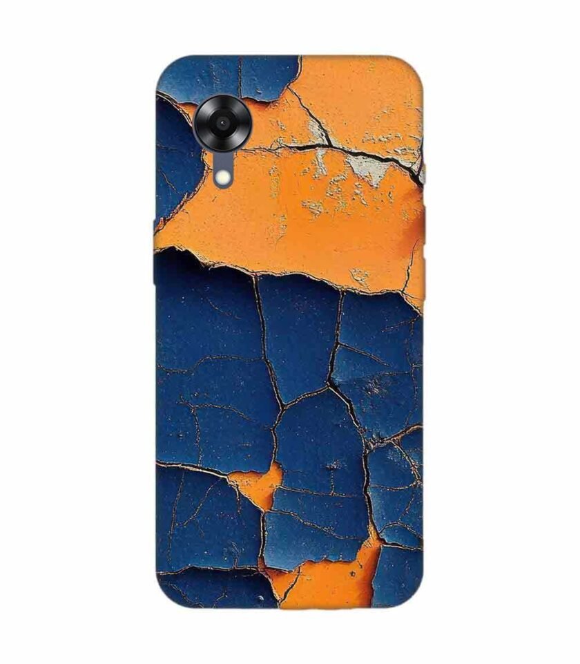 Oppo A17K Indigo Orange Colored Cracked Paint Texture Custom Printed Back Cover Design