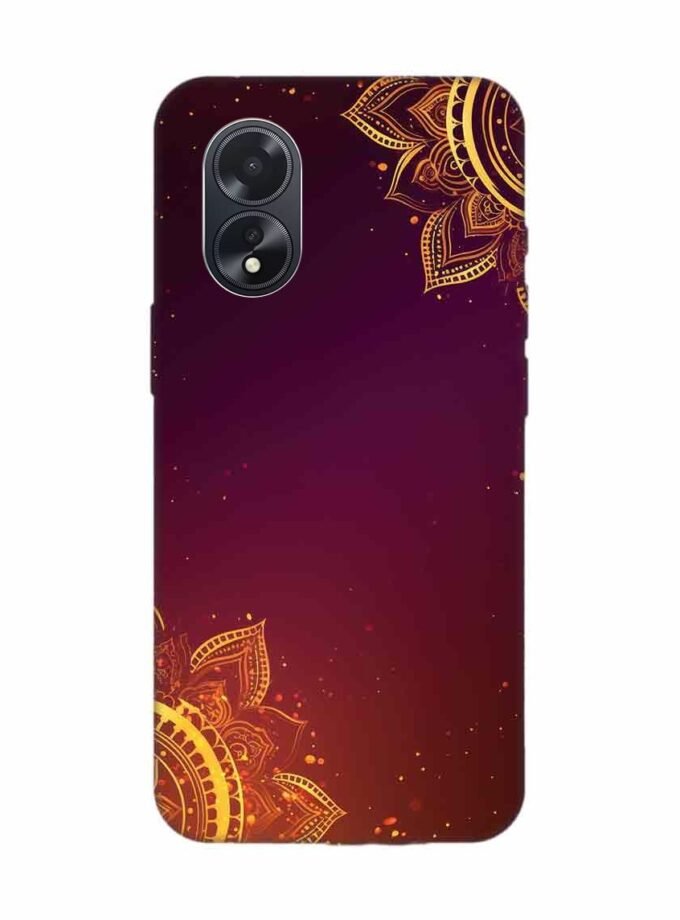 Oppo A18 Indian Flower Pattern Rangoli Background Custom Printed Back Cover Design