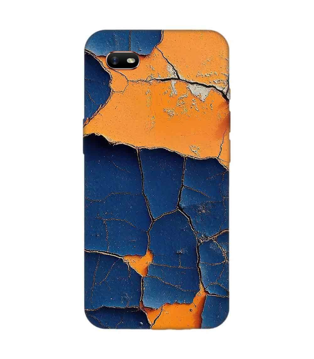 Oppo A1K Indigo Orange Colored Cracked Paint Texture Custom Printed Back Cover Design