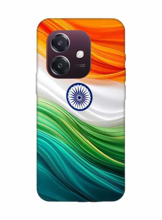 Oppo A3 5G Indian Flag Abstract Background Republic Day Custom Printed Back Cover Design
