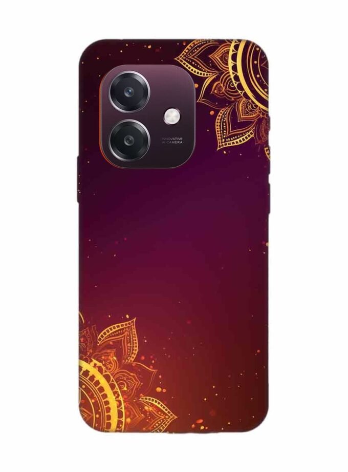 Oppo A3 5G Indian Flower Pattern Rangoli Background Custom Printed Back Cover Design