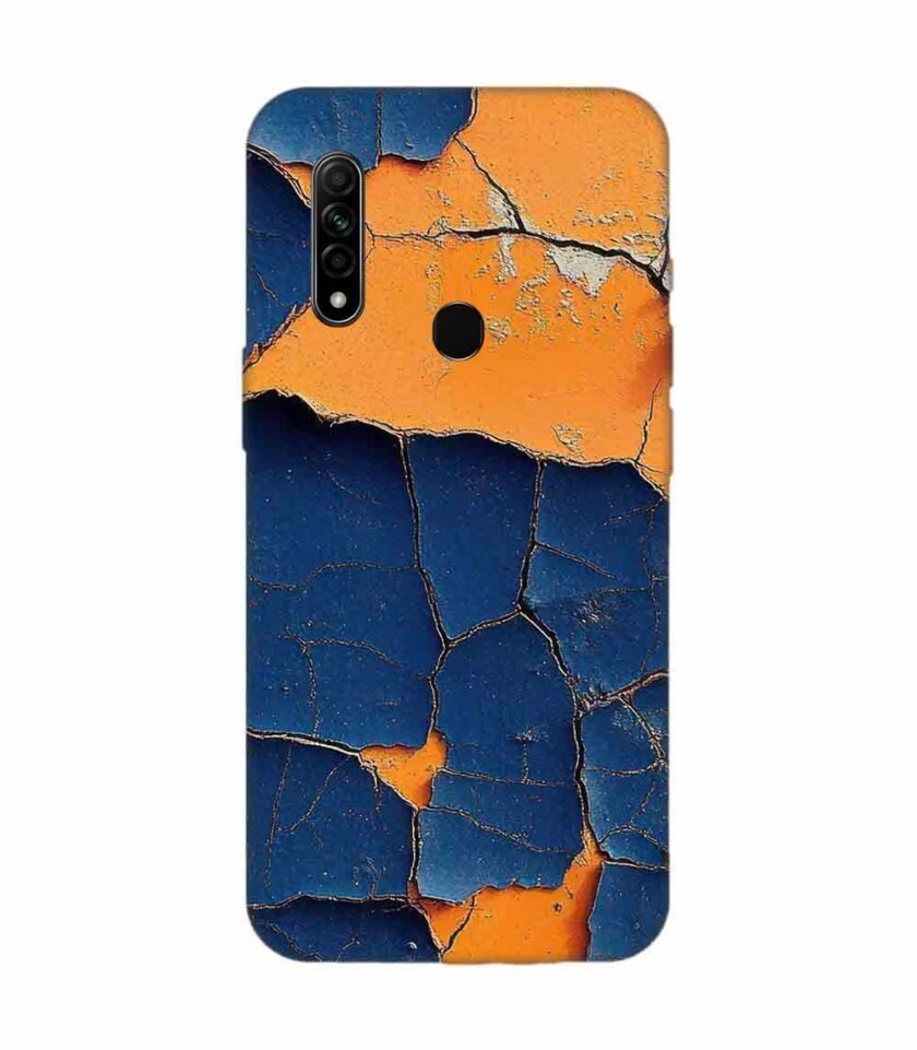 Oppo A31 Indigo Orange Colored Cracked Paint Texture Custom Printed Back Cover Design