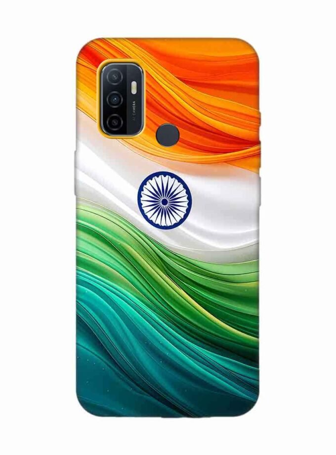 Oppo A33 2020 Indian Flag Abstract Background Republic Day Custom Printed Back Cover Design