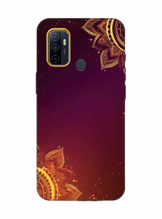 Oppo A33 2020 Indian Flower Pattern Rangoli Background Custom Printed Back Cover Design