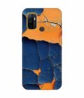 Oppo A33 2020 Indigo Orange Colored Cracked Paint Texture Custom Printed Back Cover Design