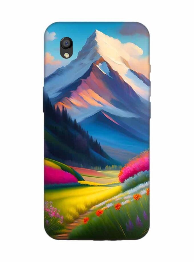 Oppo A37 Impressionist Mountain Landscape Oil Painting Snowy Peak Summer Field With Flowers Peaceful Vi Custom Printed Back Cover Design