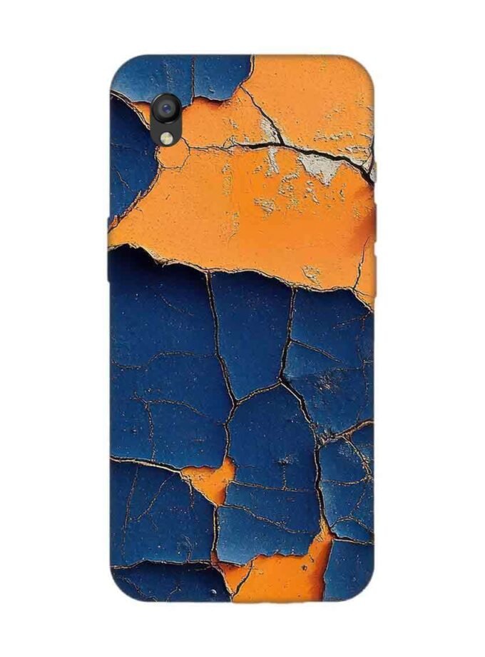 Oppo A37 Indigo Orange Colored Cracked Paint Texture Custom Printed Back Cover Design