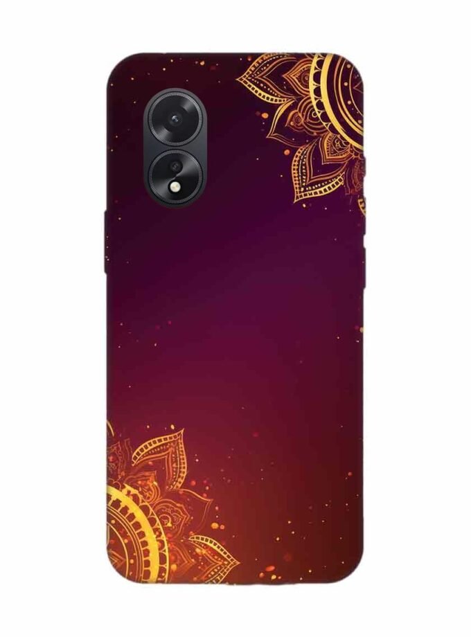 Oppo A38 Indian Flower Pattern Rangoli Background Custom Printed Back Cover Design
