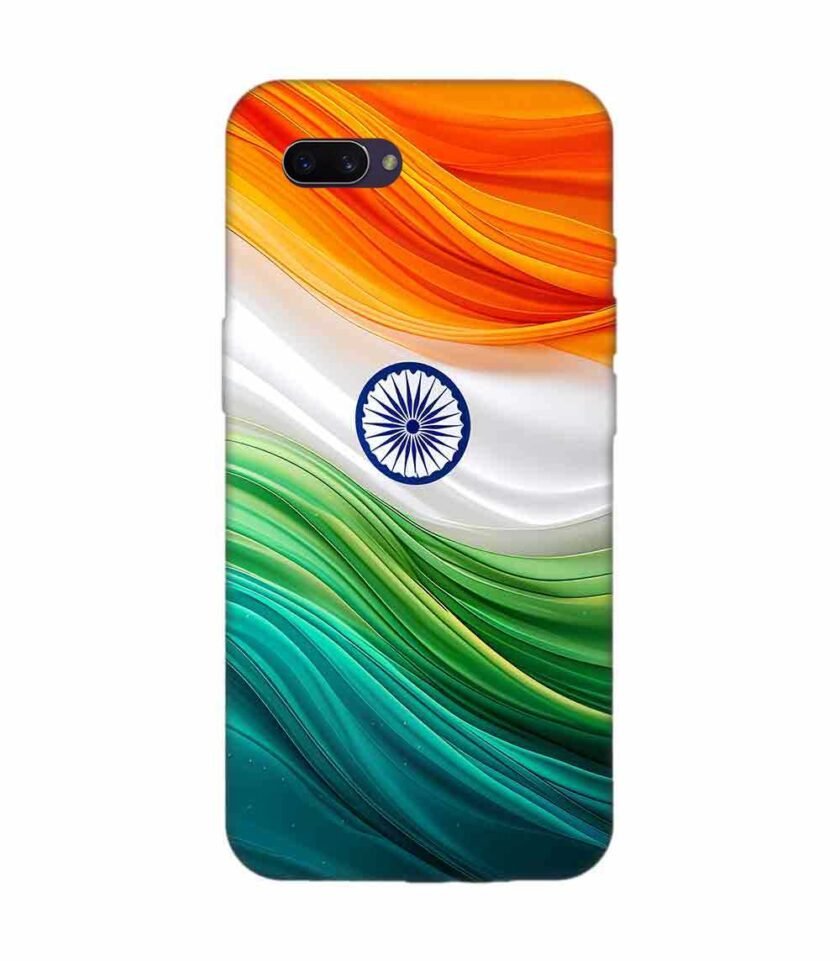 Oppo A3S Indian Flag Abstract Background Republic Day Custom Printed Back Cover Design