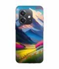 Oppo A3X 5G Impressionist Mountain Landscape Oil Painting Snowy Peak Summer Field With Flowers Peaceful Vi Custom Printed Back Cover Design