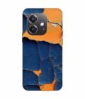 Oppo A3X 5G Indigo Orange Colored Cracked Paint Texture Custom Printed Back Cover Design