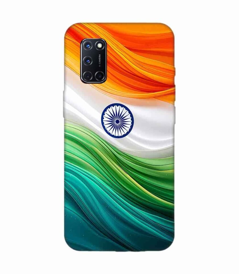 Oppo A52 Indian Flag Abstract Background Republic Day Custom Printed Back Cover Design