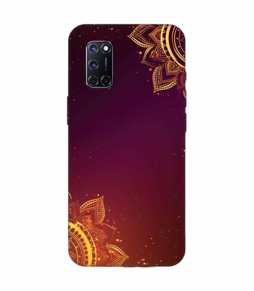 Oppo A52 Indian Flower Pattern Rangoli Background Custom Printed Back Cover Design