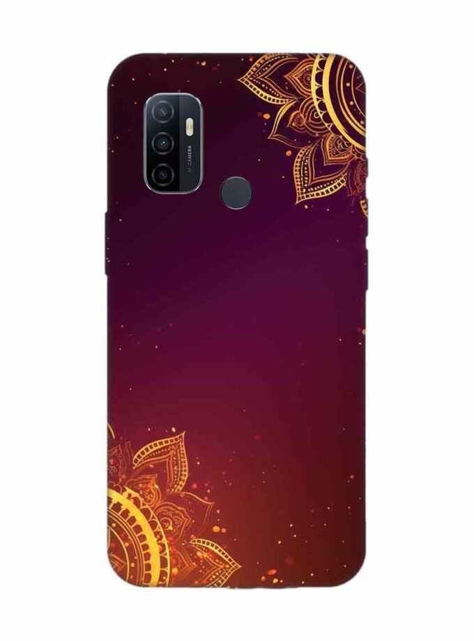 Oppo A53 Indian Flower Pattern Rangoli Background Custom Printed Back Cover Design