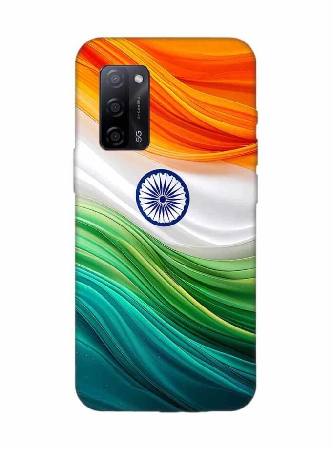 Oppo A53S 5G Indian Flag Abstract Background Republic Day Custom Printed Back Cover Design