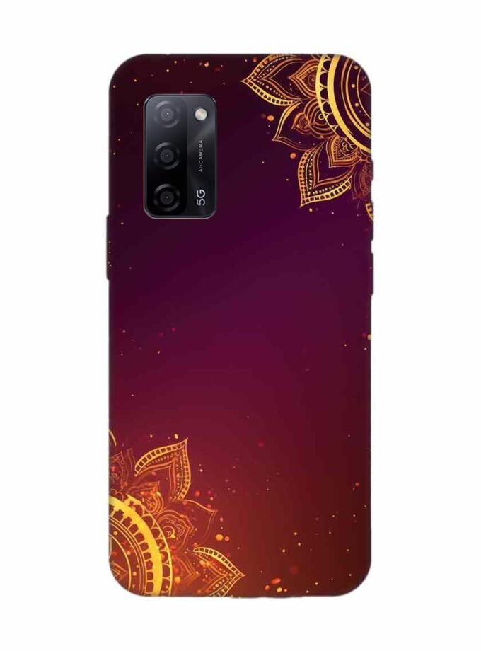 Oppo A53S 5G Indian Flower Pattern Rangoli Background Custom Printed Back Cover Design