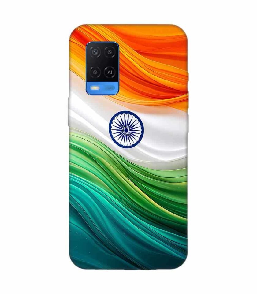 Oppo A54 Indian Flag Abstract Background Republic Day Custom Printed Back Cover Design