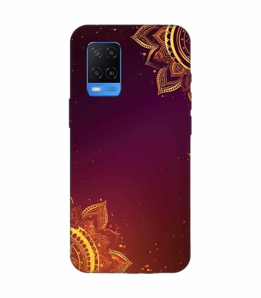 Oppo A54 Indian Flower Pattern Rangoli Background Custom Printed Back Cover Design