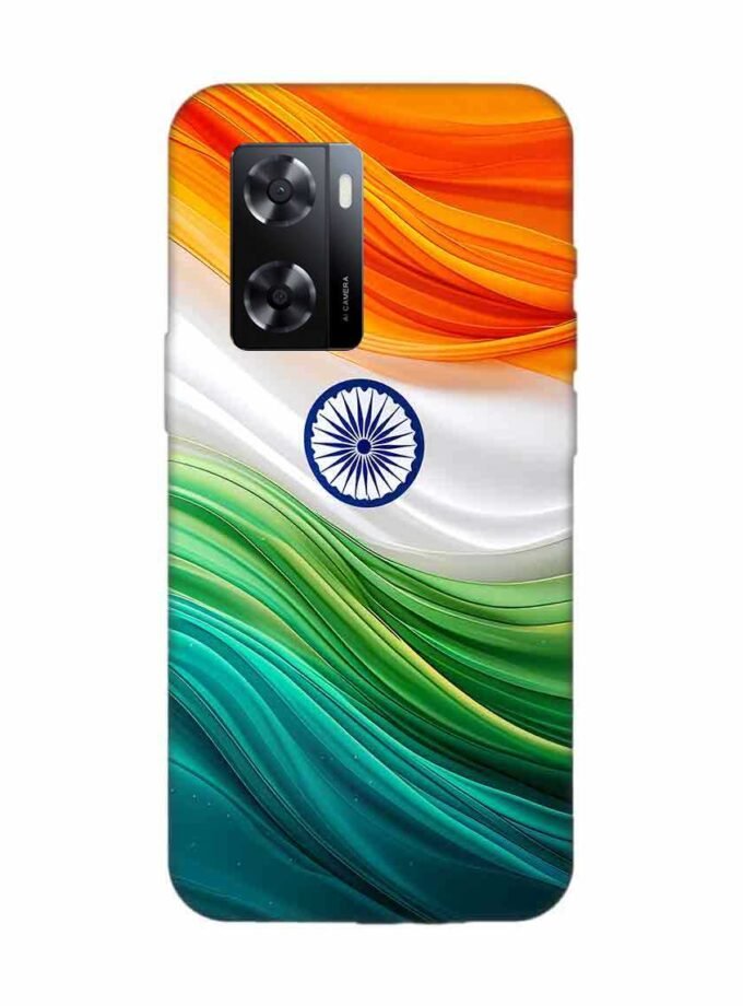 Oppo A57 (5G) Indian Flag Abstract Background Republic Day Custom Printed Back Cover Design