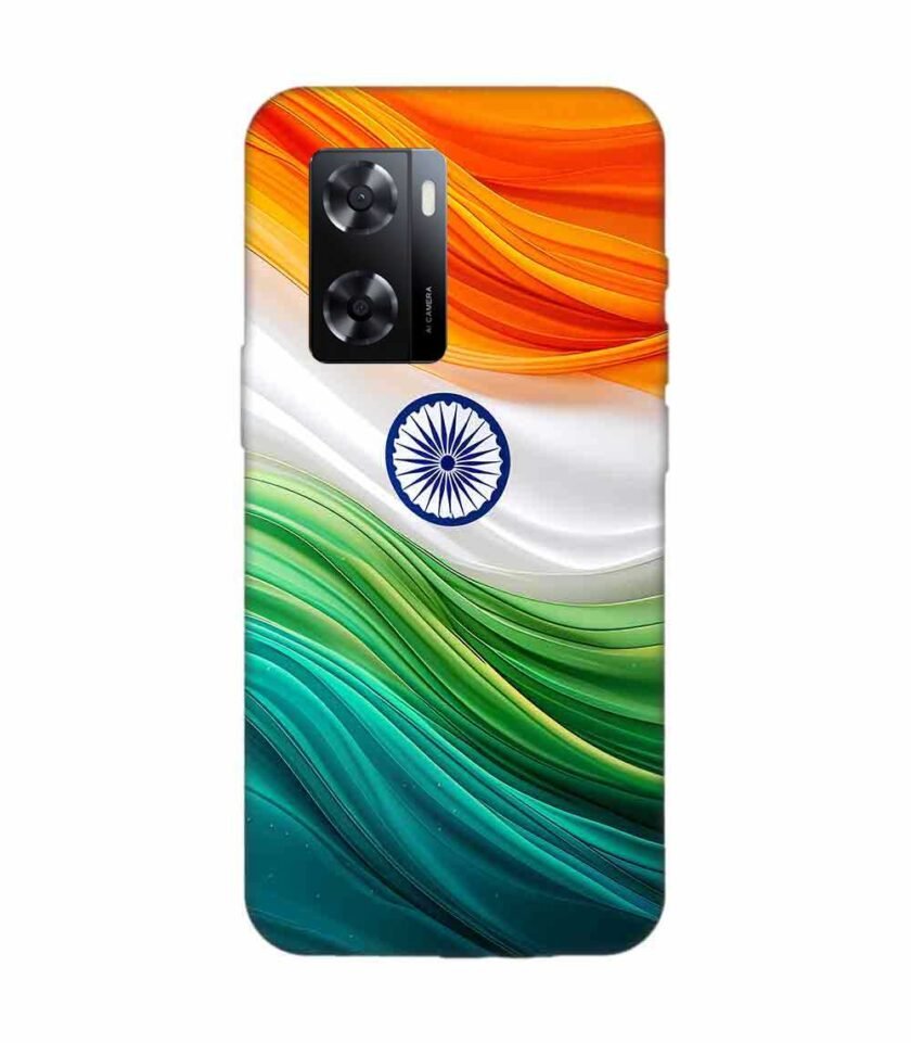 Oppo A57 (5G) Indian Flag Abstract Background Republic Day Custom Printed Back Cover Design