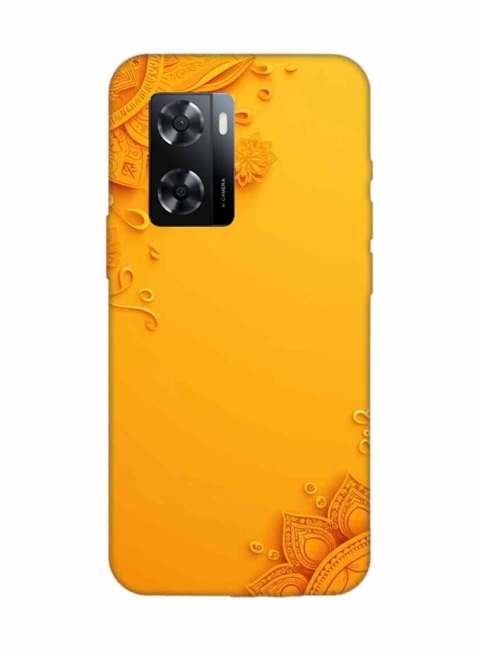 Oppo A57 (5G) Indian Flower Pattern Rangoli Background (1) Custom Printed Back Cover Design