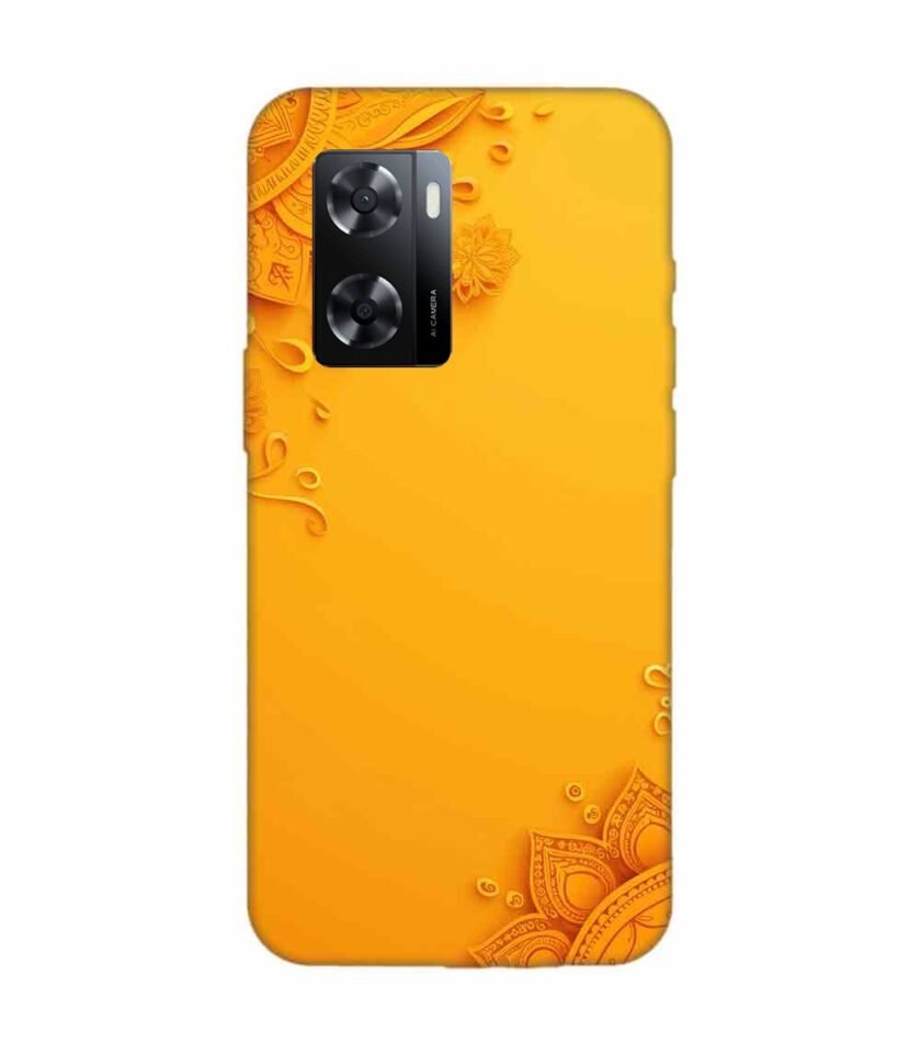 Oppo A57 (5G) Indian Flower Pattern Rangoli Background (1) Custom Printed Back Cover Design