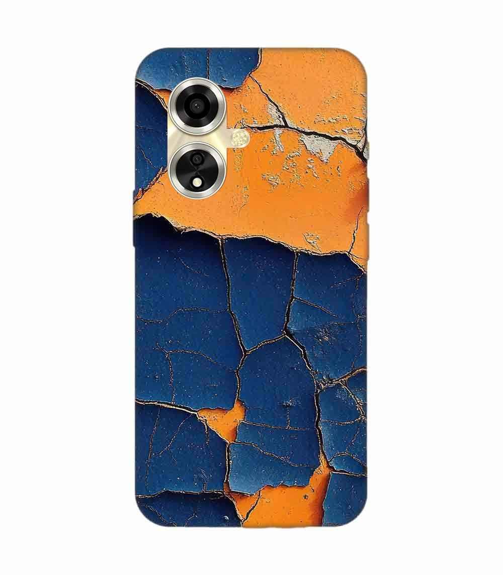 Oppo A59 (5G) Indigo Orange Colored Cracked Paint Texture Custom Printed Back Cover Design
