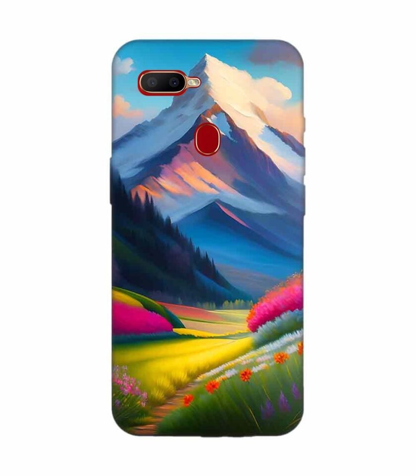 Oppo A5S Impressionist Mountain Landscape Oil Painting Snowy Peak Summer Field With Flowers Peaceful Vi Custom Printed Back Cover Design