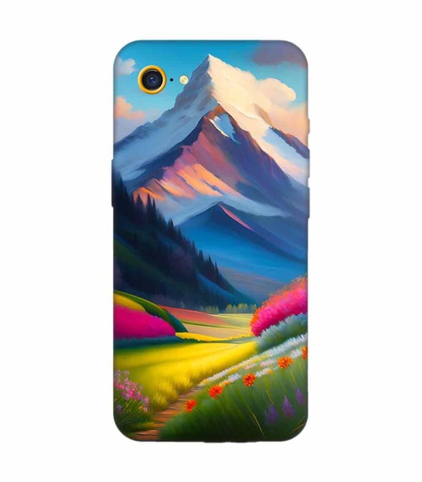 Oppo A71K Impressionist Mountain Landscape Oil Painting Snowy Peak Summer Field With Flowers Peaceful Vi Custom Printed Back Cover Design