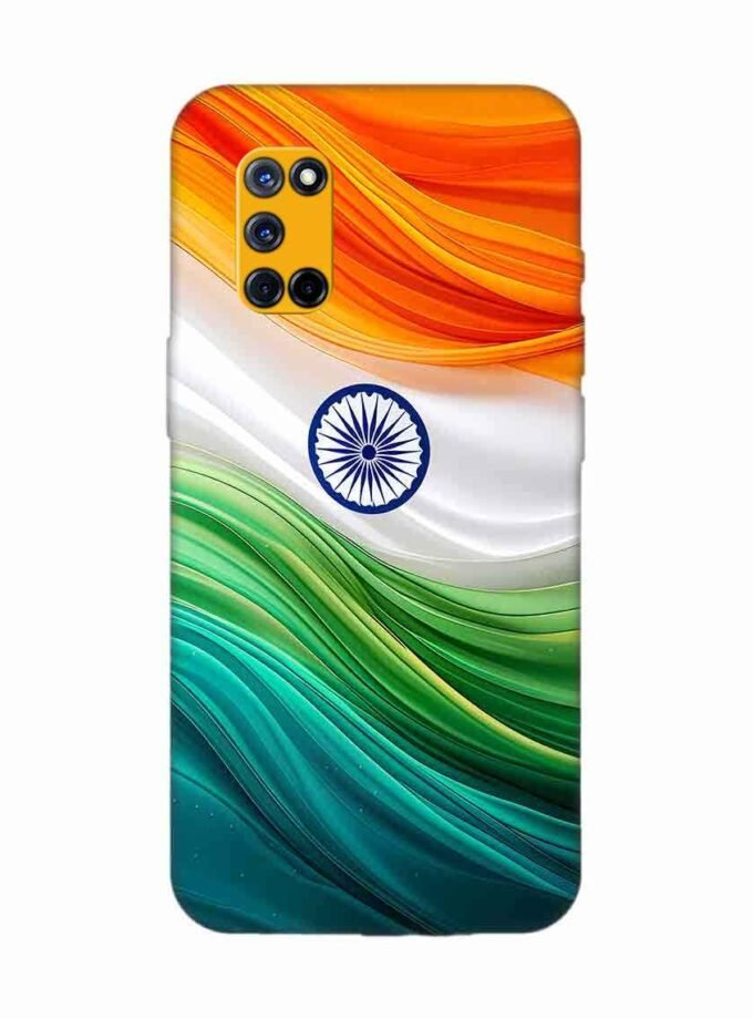 Oppo A72 Indian Flag Abstract Background Republic Day Custom Printed Back Cover Design