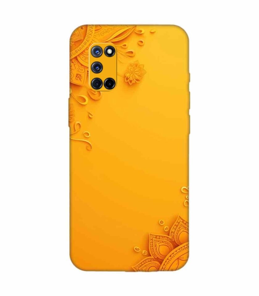 Oppo A72 Indian Flower Pattern Rangoli Background (1) Custom Printed Back Cover Design