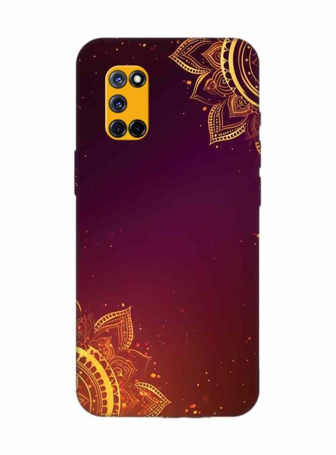Oppo A72 Indian Flower Pattern Rangoli Background Custom Printed Back Cover Design