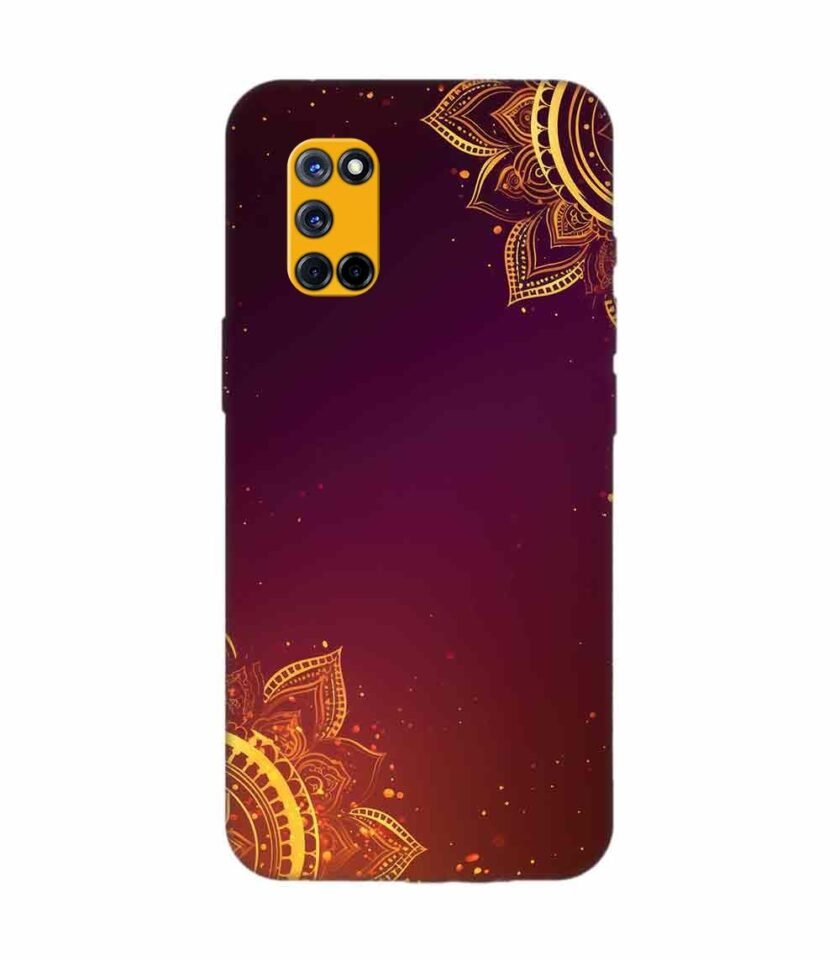 Oppo A72 Indian Flower Pattern Rangoli Background Custom Printed Back Cover Design