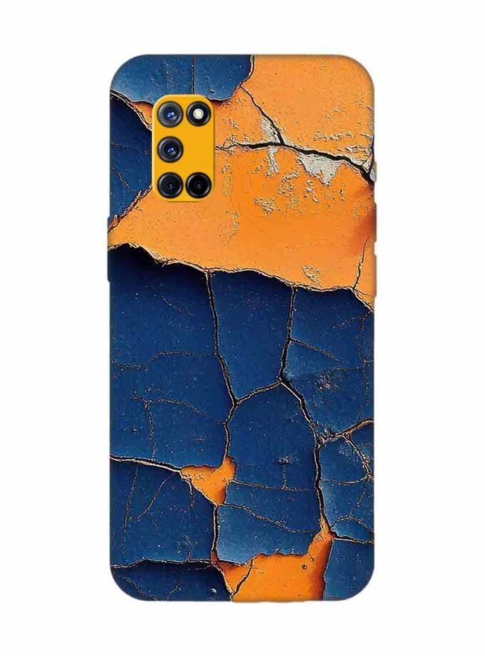 Oppo A72 Indigo Orange Colored Cracked Paint Texture Custom Printed Back Cover Design