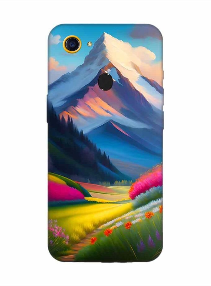 Oppo A75 Impressionist Mountain Landscape Oil Painting Snowy Peak Summer Field With Flowers Peaceful Vi Custom Printed Back Cover Design
