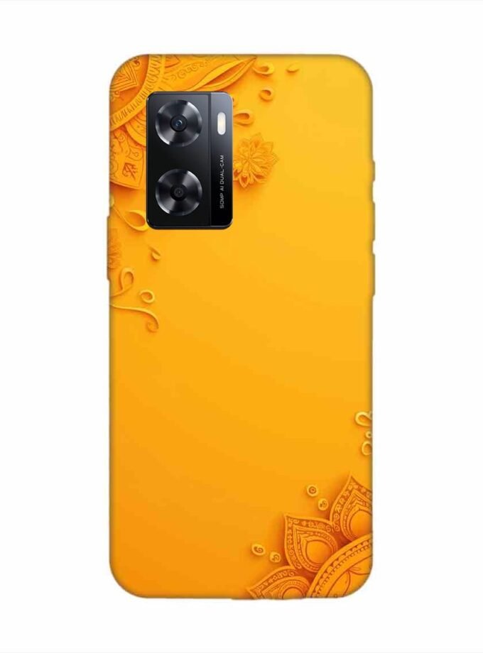 Oppo A77 Indian Flower Pattern Rangoli Background (1) Custom Printed Back Cover Design