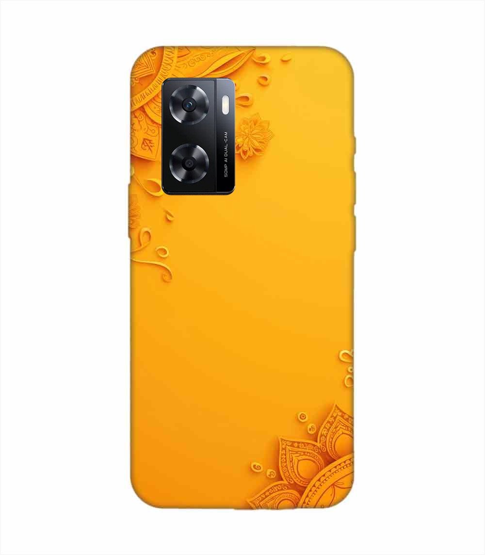 Oppo A77 Indian Flower Pattern Rangoli Background (1) Custom Printed Back Cover Design