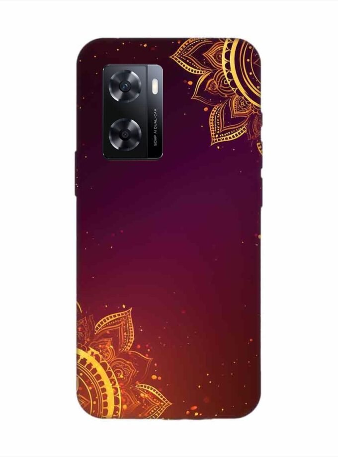 Oppo A77 Indian Flower Pattern Rangoli Background Custom Printed Back Cover Design