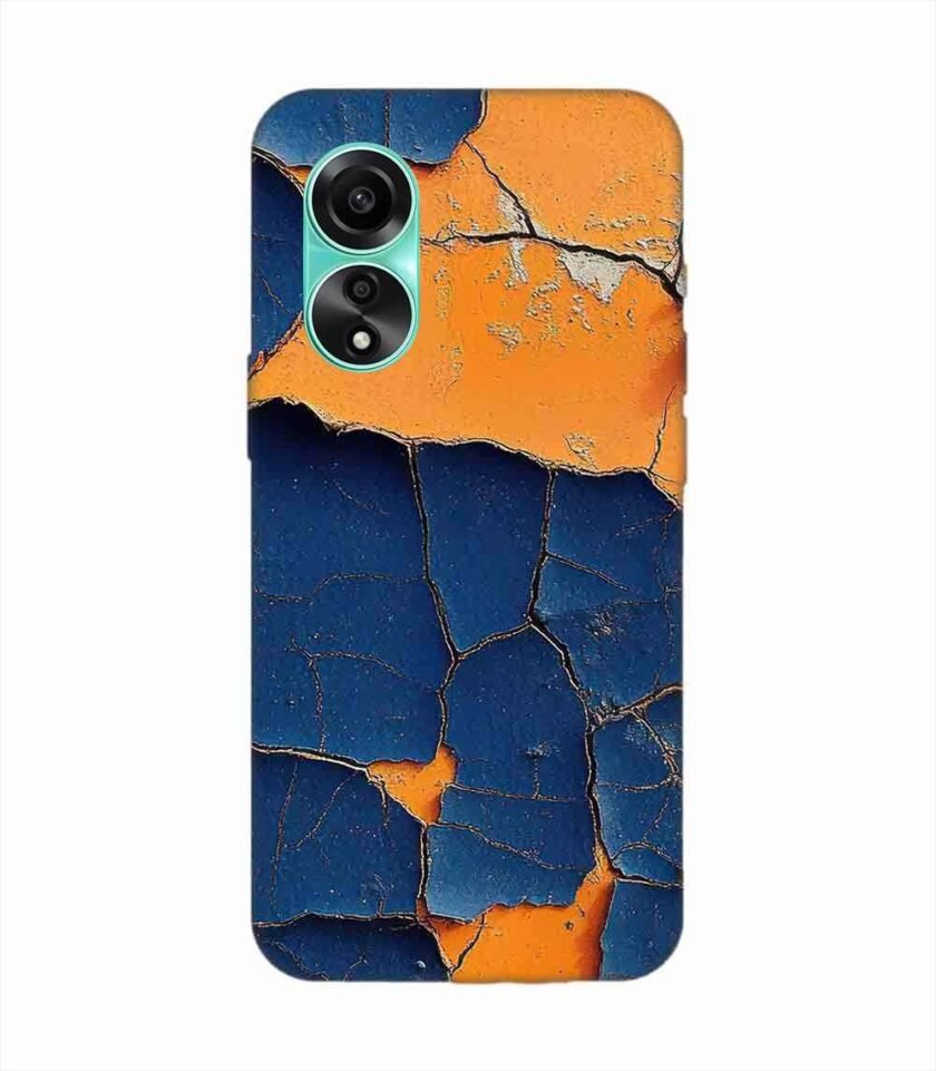 Oppo A78 (4G) Indigo Orange Colored Cracked Paint Texture Custom Printed Back Cover Design