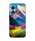 Oppo A78 (5G) Impressionist Mountain Landscape Oil Painting Snowy Peak Summer Field With Flowers Peaceful Vi Custom Printed Back Cover Design