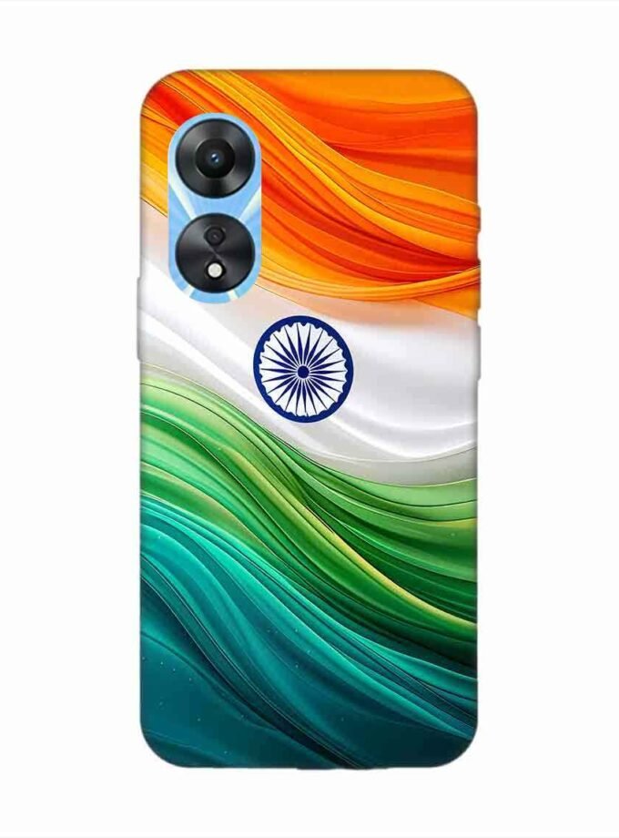 Oppo A78 (5G) Indian Flag Abstract Background Republic Day Custom Printed Back Cover Design