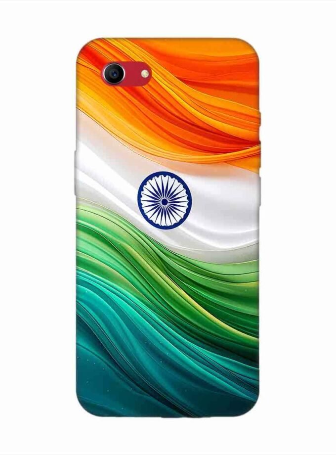 Oppo A83 Indian Flag Abstract Background Republic Day Custom Printed Back Cover Design