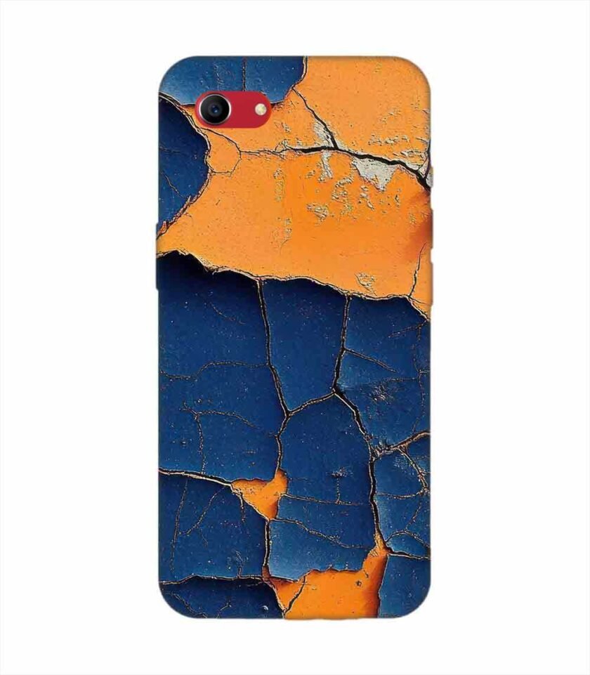 Oppo A83 Indigo Orange Colored Cracked Paint Texture Custom Printed Back Cover Design