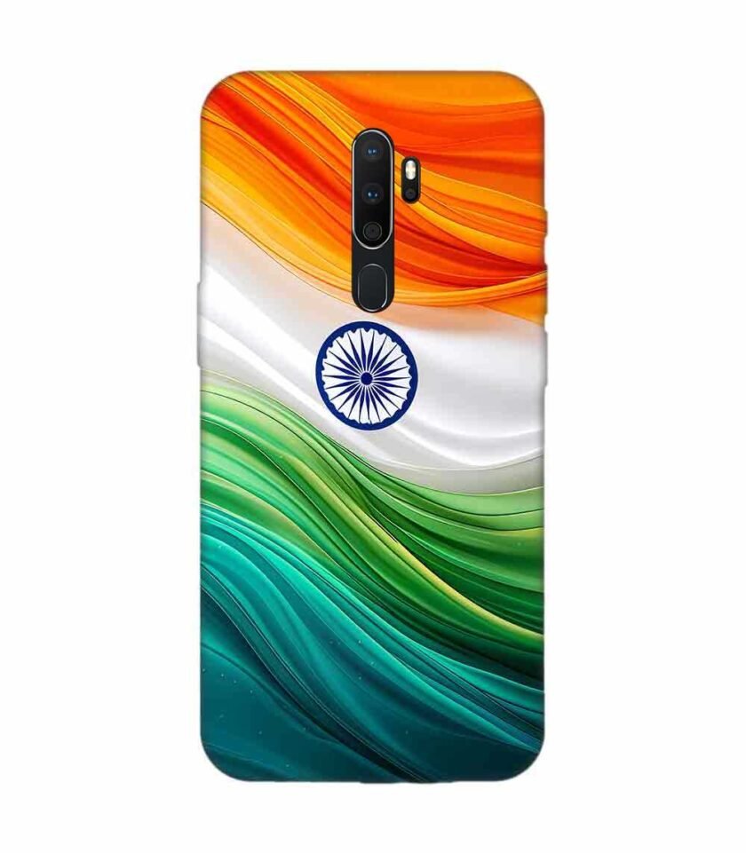 Oppo A9 2020 Indian Flag Abstract Background Republic Day Custom Printed Back Cover Design