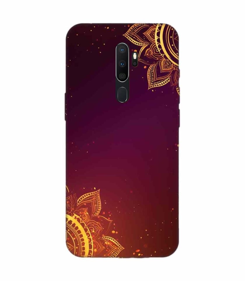 Oppo A9 2020 Indian Flower Pattern Rangoli Background Custom Printed Back Cover Design