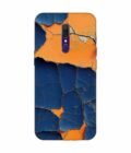 Oppo A9 Indigo Orange Colored Cracked Paint Texture Custom Printed Back Cover Design