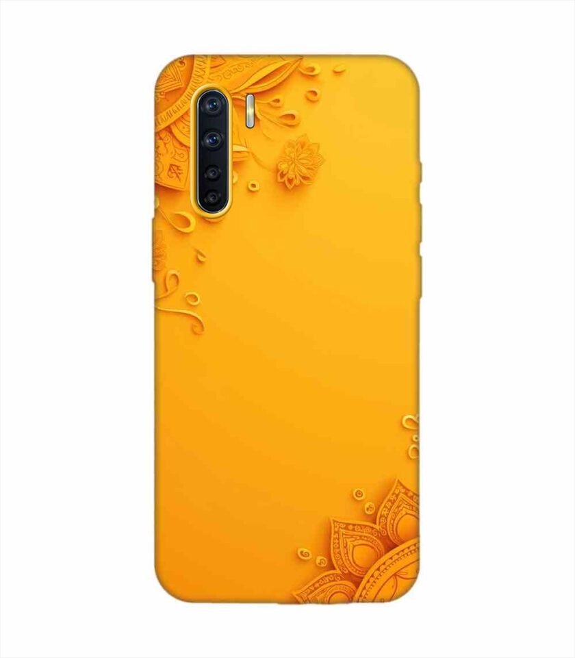 Oppo A91 Indian Flower Pattern Rangoli Background (1) Custom Printed Back Cover Design