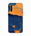 Oppo A91 Indigo Orange Colored Cracked Paint Texture Custom Printed Back Cover Design