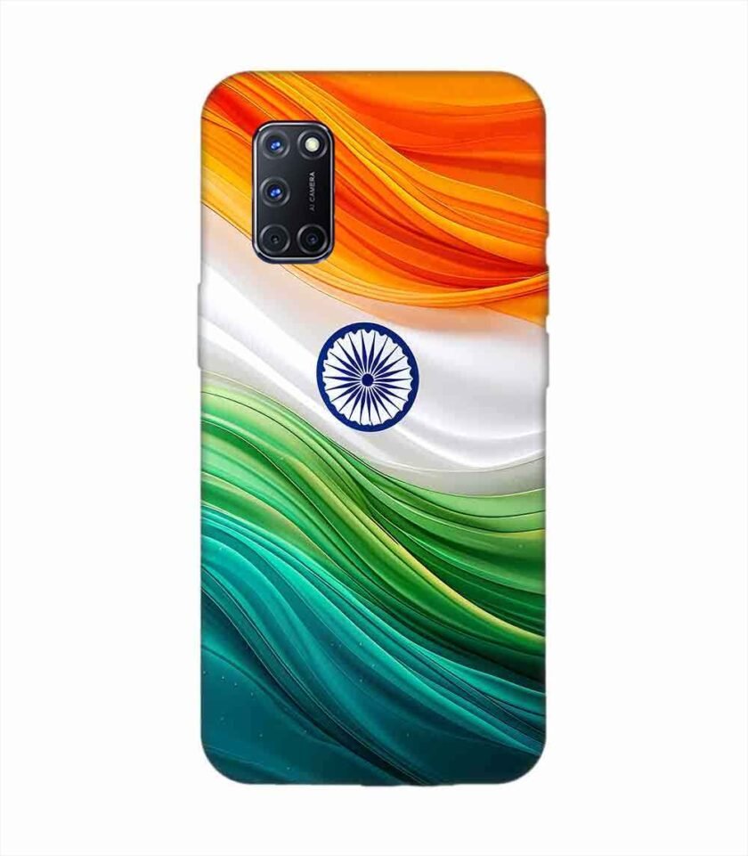Oppo A92 Indian Flag Abstract Background Republic Day Custom Printed Back Cover Design